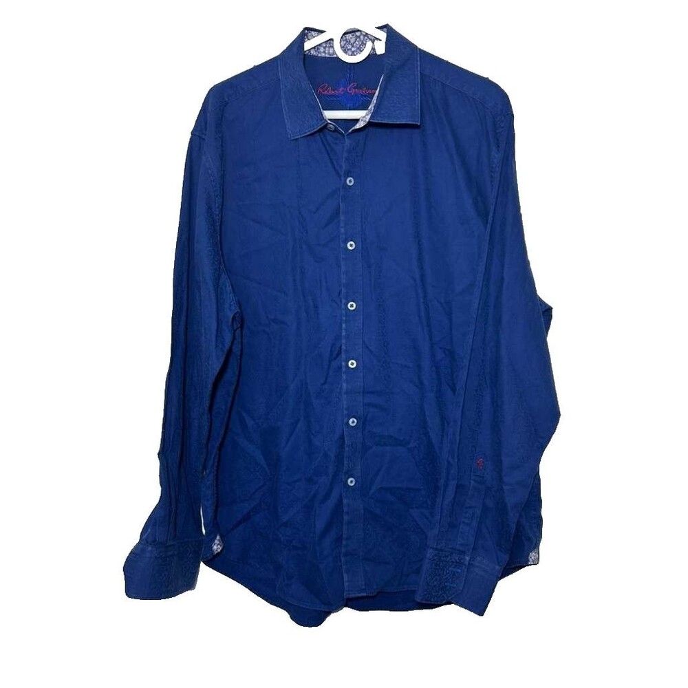 Robert Graham Button Down Shirt 2XL Men's Blue Long Sleeves Classic